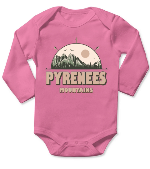 Pyrenees Mountains Vintage Mountain Hiking Design Long Sleeve Baby One-Piece