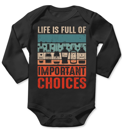 Retro Vintage Life Full Of Choices Alcohol Bottle Long Sleeve Baby One-Piece