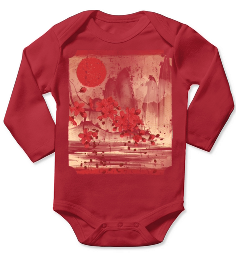 Sakura Cherry Blossom Vintage Art for Art Lover Long Sleeve Baby One-Piece