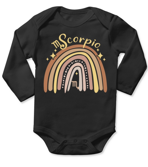 Scorpio Zodiac Bohemian Boho Rainbow 70s Vintage A Long Sleeve Baby One-Piece