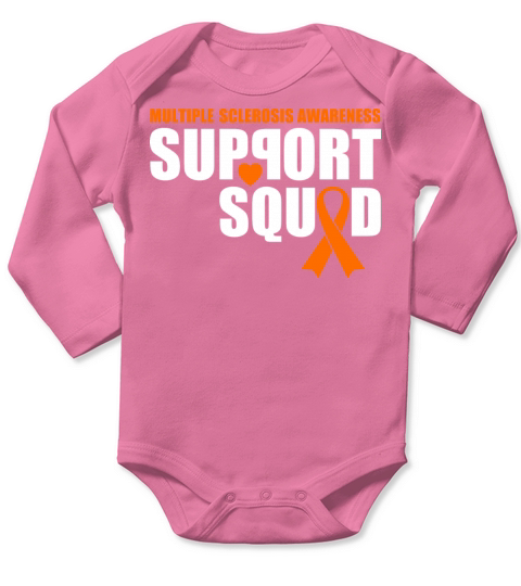 Support Squad Multiple Sclerosis Awareness Orange Long Sleeve Baby One-Piece