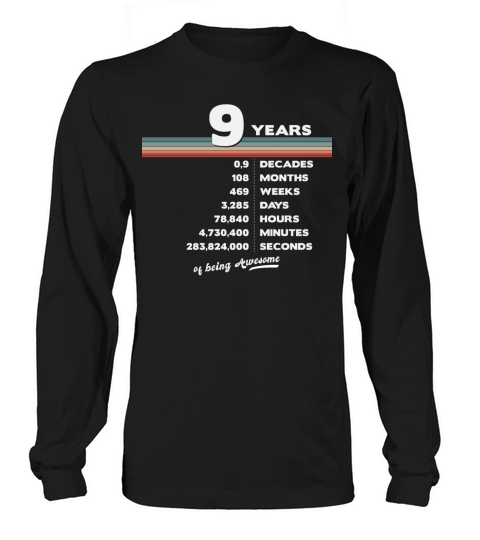 9th Birthday Vintage 9 Years Old Retro 108 Months Long sleeved Unisex