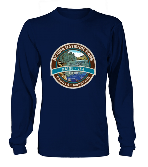 Acadia National Park Maine Retro Cadillac Mountain Long sleeved Unisex