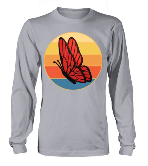 Cute Butterfly Retro Sunset Vintage Animal Insect Long sleeved Unisex