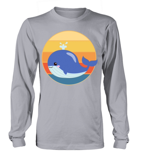 Cute Kawaii Whale Retro Sunset Vintage Ocean Long sleeved Unisex
