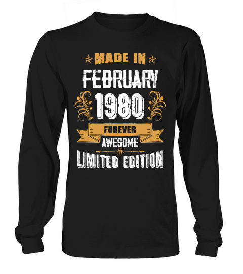 February 1980 Vintage Birthday Present Long sleeved Unisex
