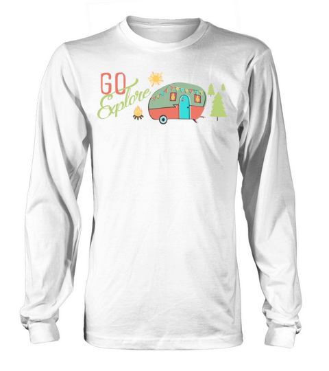 Go Explore RV Camping Trip Vintage Colors Tant Hip Long sleeved Unisex