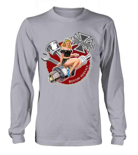 Old school repair service pinup Long sleeved Unisex