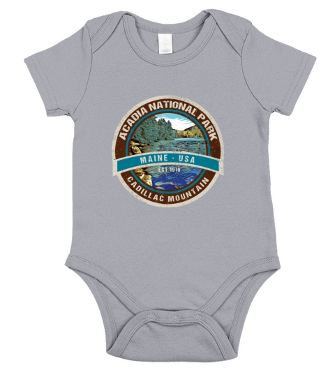 Acadia National Park Maine Retro Cadillac Mountain Short Sleeve Baby One-Piece