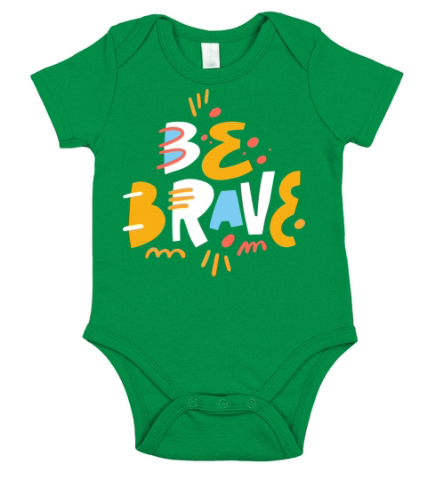 Be brave colorful hand drawn lettering text modern Short Sleeve Baby One-Piece