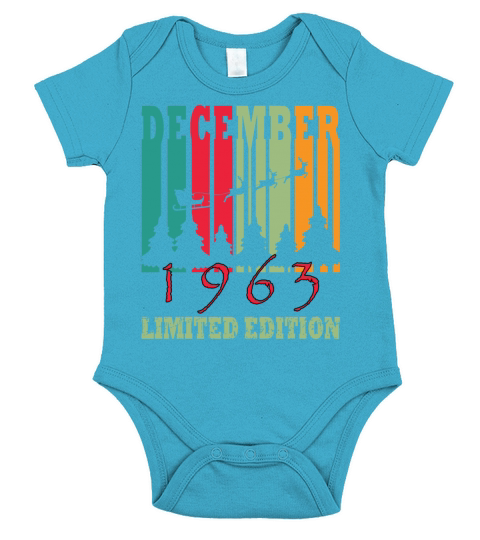 Birth Month December 1963 Vintage Short Sleeve Baby One-Piece