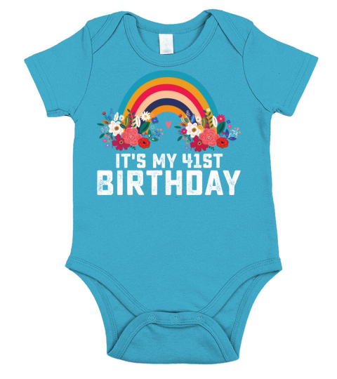 Boho Rainbow Its My 41st Birthday Short Sleeve Baby One-Piece