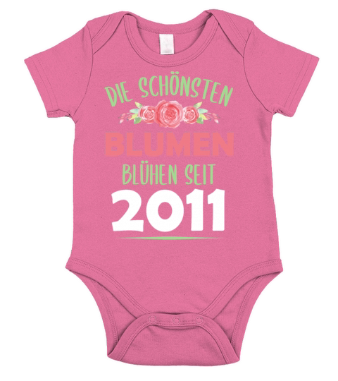 Born In 2011 Flowers Saying Birthday Gift Short Sleeve Baby One-Piece