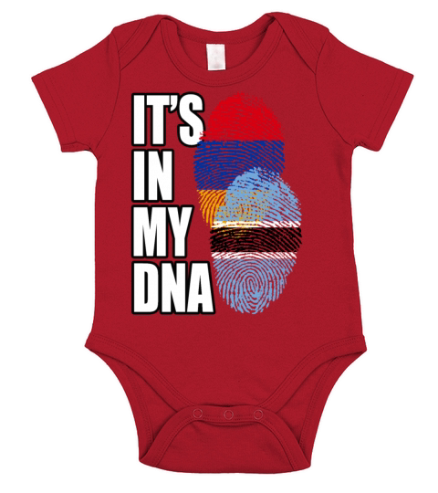 Botswana And Armenian Mix Heritage DNA Flag Short Sleeve Baby One-Piece