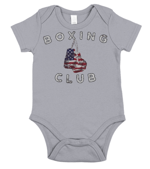 Boxing Club Vintage Us Flag Boxing Gloves Short Sleeve Baby One-Piece