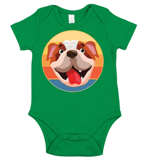 Bulldog Dog Breed Vintage Retro Sunset Short Sleeve Baby One-Piece