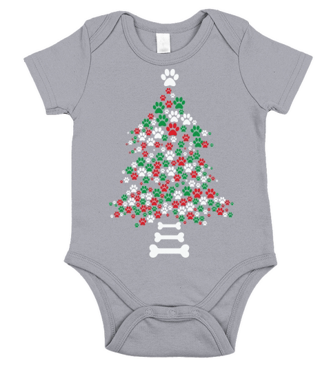 Christmas Tree Bones And Paw Short Sleeve Baby One-Piece