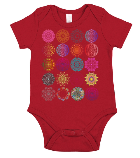 Color Mandala Sarlimak Patchwork Graphic Pattern Short Sleeve Baby One-Piece