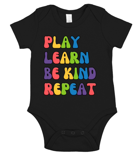 Colorful Play Learn Be Kind Repeat Unity Day Short Sleeve Baby One-Piece
