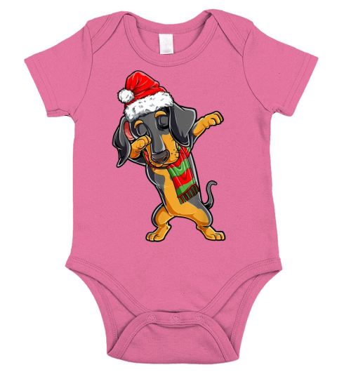 Dabbing Dachshund Santa Christmas Gifts Kids Boys Short Sleeve Baby One-Piece