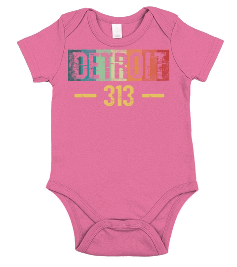 Detroit 313 Code Area Michigan State Vintage Lover Short Sleeve Baby One-Piece