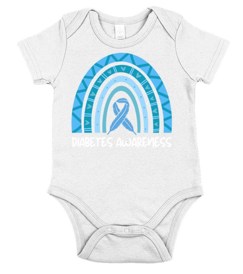Diabetes Awareness Month Blue Ribbon Rainbow Short Sleeve Baby One-Piece