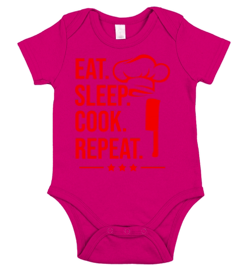eat sleep cook repeat Short Sleeve Baby One-Piece