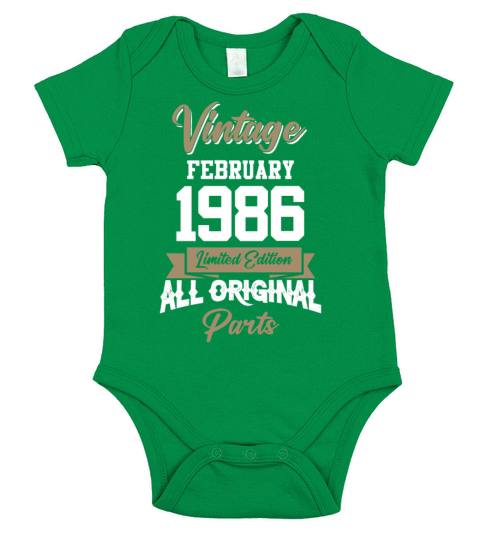 February 1986 Vintage Birthday Present Short Sleeve Baby One-Piece