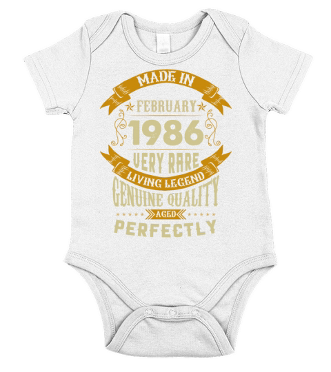February 1986 Vintage Birthday Present Short Sleeve Baby One-Piece