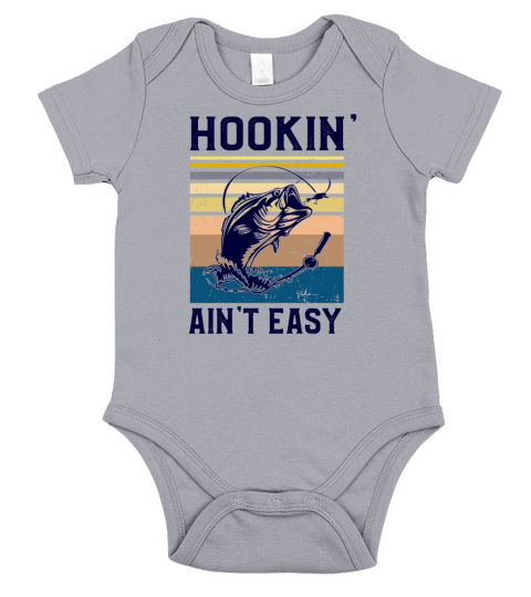 Fishing Hookin Aint Easy Funny Vintage Fishing Short Sleeve Baby One-Piece