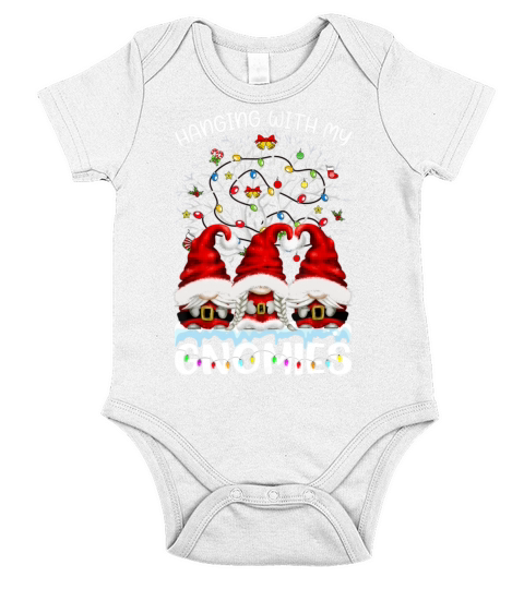 Hanging With My Gnomies Nordic Santa Gnome Christm Short Sleeve Baby One-Piece