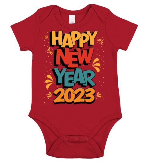 Happy New Year 2023 Short Sleeve Baby One-Piece