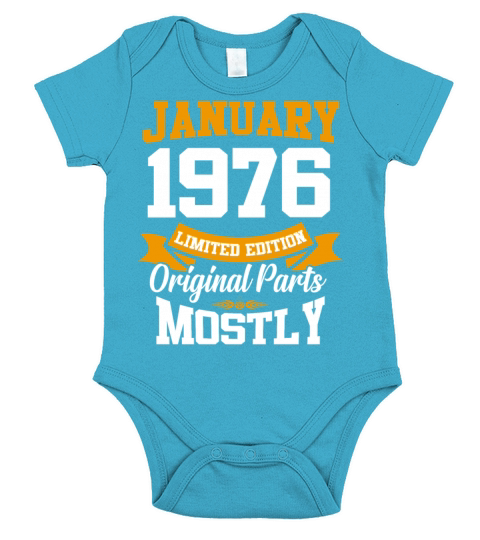 January 1976 Limited Edition Birthday Present Short Sleeve Baby One-Piece