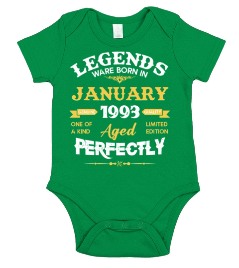 January 1993 Vintage Birthday Present Short Sleeve Baby One-Piece