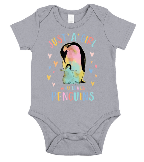 Just A Girl Who Loves Penguins Watercolor Gift Pen Short Sleeve Baby One-Piece