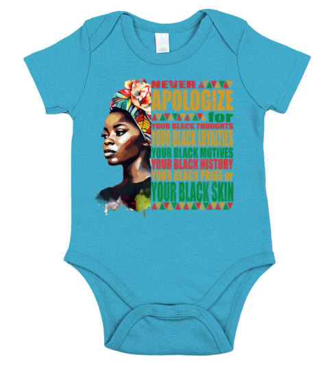 Never Apologize Black African Pride Black History Short Sleeve Baby One-Piece