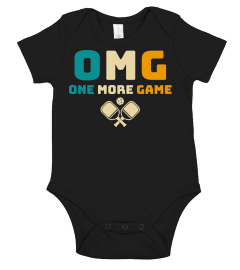 One More Game OMG Retro Funny Pickleball Lover Short Sleeve Baby One-Piece