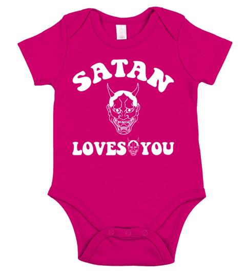 Satan Loves You Vintage Retro Text Short Sleeve Baby One-Piece