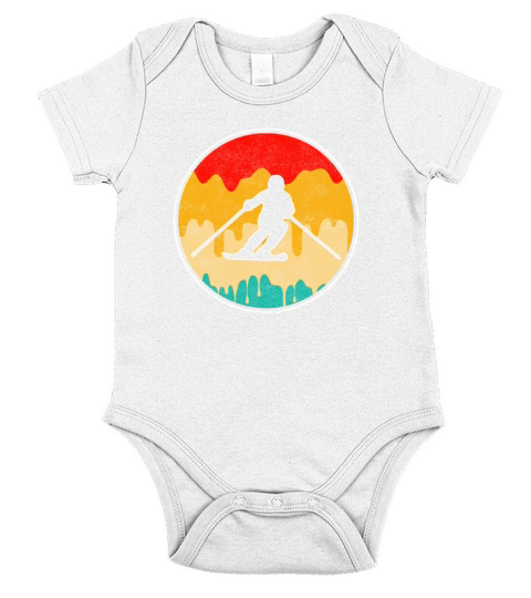 ski retro Short Sleeve Baby One-Piece