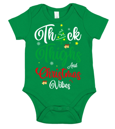 Thick Thighs And Christmas Vibes For Funny Xmas Short Sleeve Baby One-Piece
