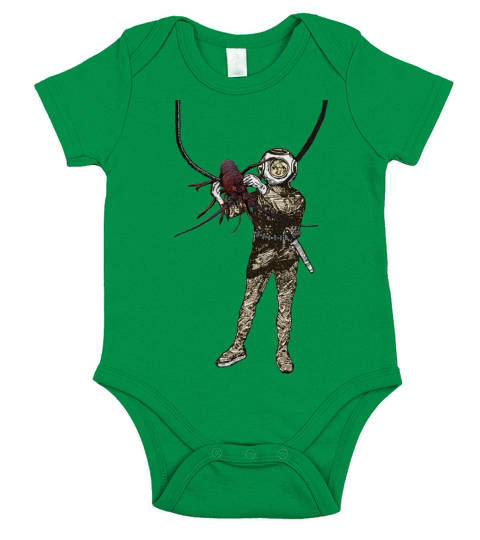 Vintage Helmet Diver Holding a Lobster Underwater Short Sleeve Baby One-Piece