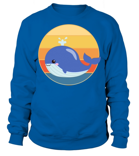 Cute Kawaii Whale Retro Sunset Vintage Ocean Sweatshirt Unisex