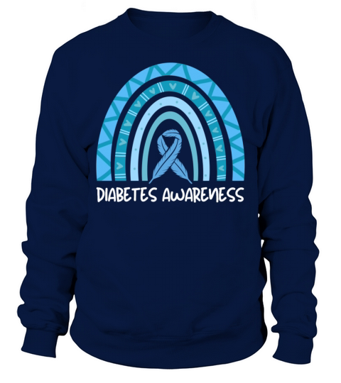 Diabetes Awareness Month Blue Ribbon Rainbow Sweatshirt Unisex