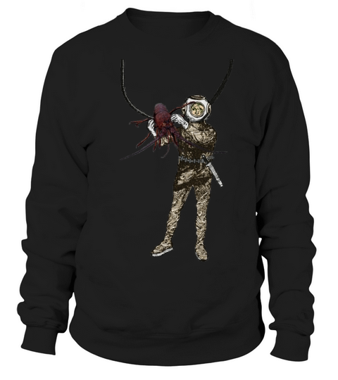 Vintage Helmet Diver Holding a Lobster Underwater Sweatshirt Unisex