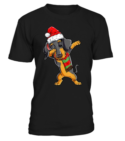 Dabbing Dachshund Santa Christmas Gifts Kids Boys T-Shirt Unisex