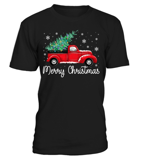 Vintage Red Truck With Merry Christmas Tree T-Shirt Unisex