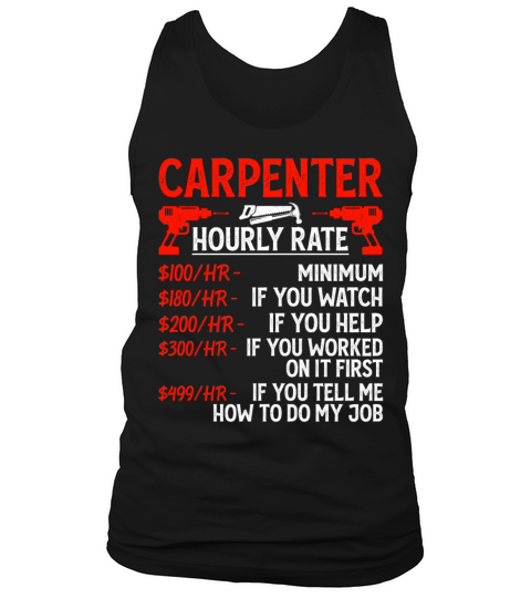 Carpenter Hourly Rate - Funny Carpentry Vintage Tank Top Unisex