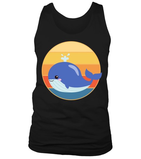 Cute Kawaii Whale Retro Sunset Vintage Ocean Tank Top Unisex