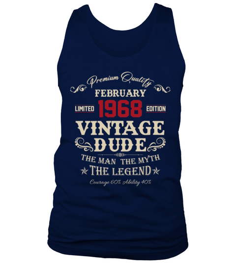 February 1968 Vintage Birthday Present Tank Top Unisex