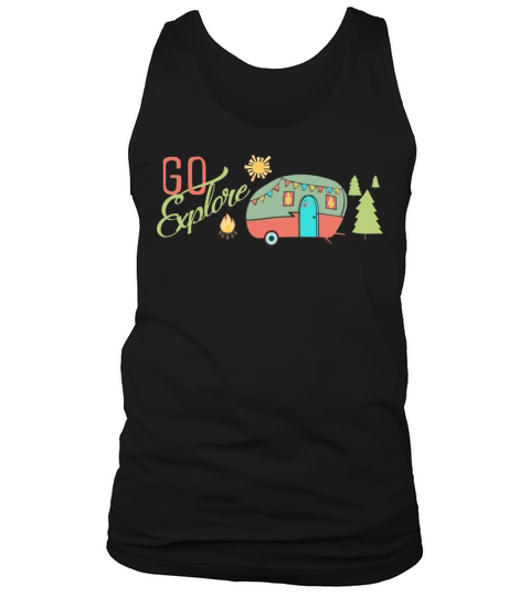 Go Explore RV Camping Trip Vintage Colors Tant Hip Tank Top Unisex